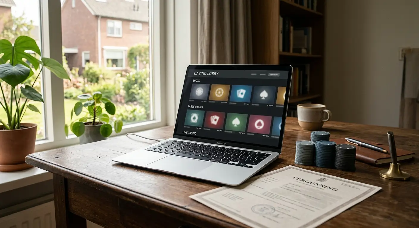 Beste online casino zonder Cruks Nederland 2026 overzicht met laptop en gokchips