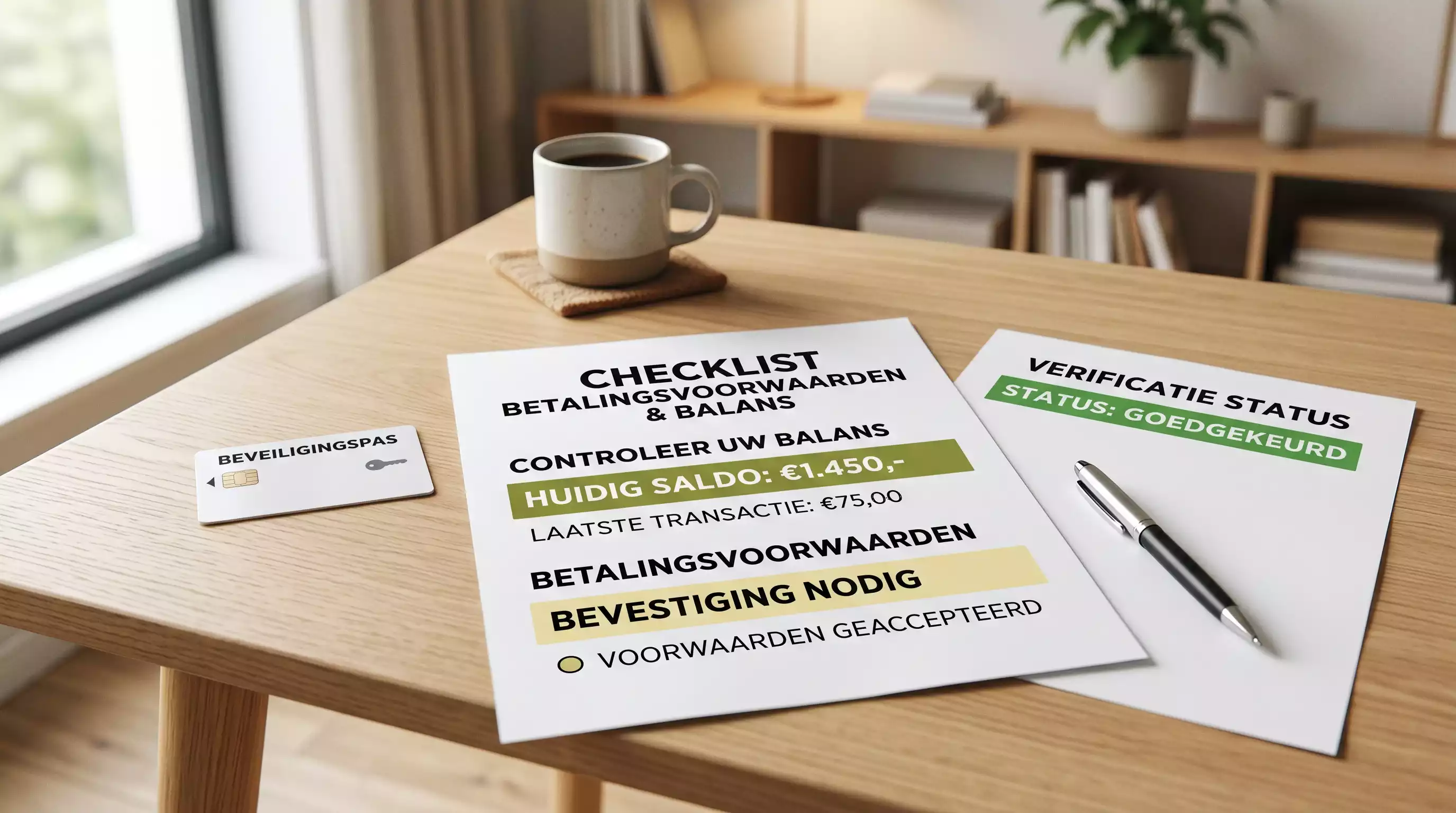 Overzicht van uitbetalingsvoorwaarden, saldo en waarschuwingssignalen
